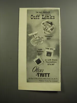 1954 Olga Tritt Jewelry Advertisement - 14kt. Gold Cuff Links • $19.99