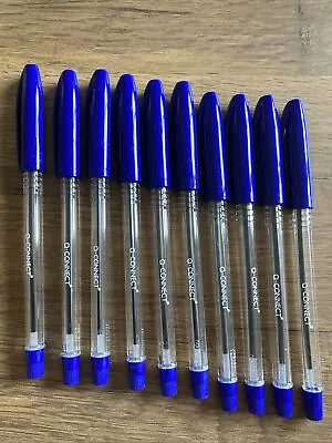 Q Connect Stick Ballpoint Pen0.5mm Medium PointBlue KF02458 ( PKT OF 10 PENS) • £4.75