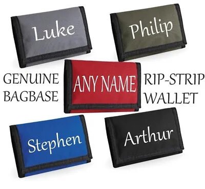 Bagbase Personalised  Rip Wallet Trifold Boys Girls  CLEAR ID WINDOW Cards Coins • £7.99