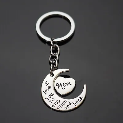  I Love You To The Moon And Back Mom Mother's Day Heart Keychain Key Ring Gift • $6.99