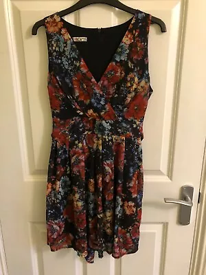 Wal G Gorgeous Navy Floral Dress UK S Women Sleeveless • £0.99