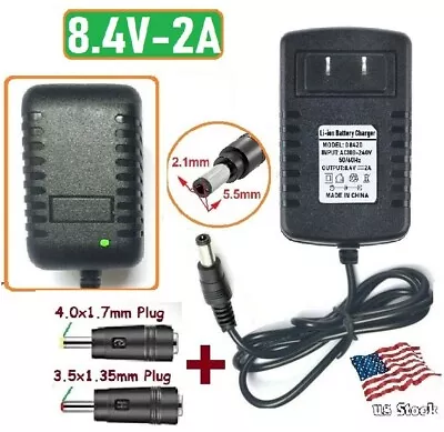 8.4V 2A AC/DC Adapter Power Supply Lithium-ion Charger W/ 5.5x2.1mm + 2 DC Plugs • $9.78