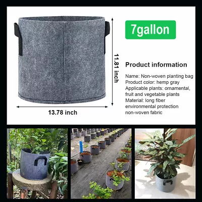 5 PKS Thickened Fabric Plant Growing Bags Nonwoven Pot Nursery Soil With Handles • $13.46