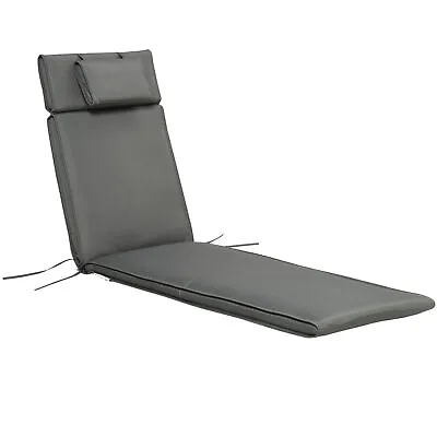 Outsunny Garden Sun Lounger Thick Sunbed Relaxer Pad With Pillow Grey • £48.99