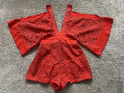 $100 • Buy ALICE MCCALL Red Keep Me There Lace Playsuit Romper S 8 10