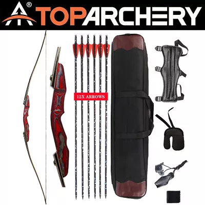 64  Archery Wooden Takedown Recurve Bow RH Longbow And Arrow Hunting Target • $146.63