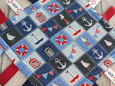 Taggy Blanket 8  Nautical Cuddle Blanket Baby Gift Baby Accessories Clothes Tag • £5