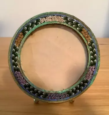 Vintage Micro Mosaic Round Easel Picture Frame Made In Italy • $43