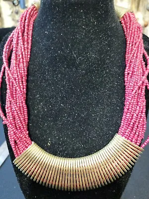 Accessorize Statement Tribal Red Beads Copper Colour String Style Pendant... • £1.50