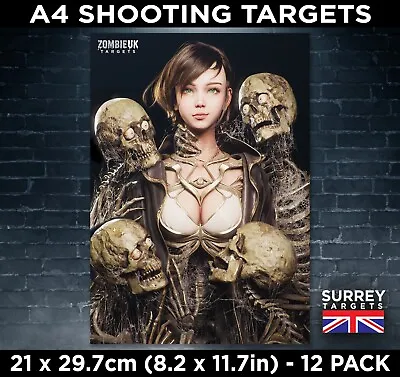 £5.25 • Buy SHOOTING TARGETS Girl Skeleton Air Rifle Pistol Gun BB Airsoft A4 SIZE 12 Pack