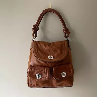 Autograph M&S Shoulder Underarm Bag Handbag Leather Side Brown Medium Flap Clasp • £30.99