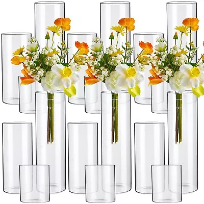 Amyhill 18 Pcs Clear Glass Cylinder Vases For Centerpieces Floating Candles H... • $129.78
