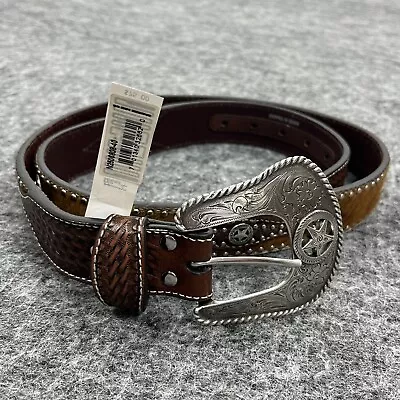 Nocona Belt Mens 40 Brown Leather Silver Pro Series Western Rodeo Rockabilly • $34.88