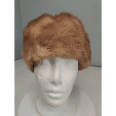 Vintage Brown/Beige Mink Fur Beret Style Hat From Canada 21  • $125
