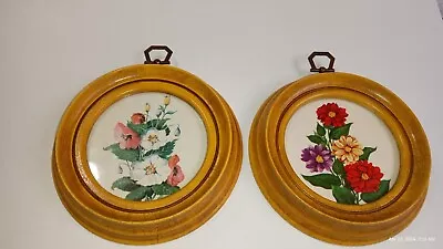 Vintage Set Of 2 Aaron Bros. Co. Framed Flower Prints C-44-FL-Y 5.5  X 5.5  • $24