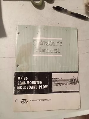 Vintage 1966 Massey Ferguson Mf 86 Semi Mounted Moldboard Plow Owners Manual • $9.95