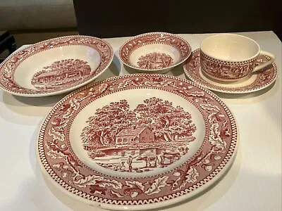 Vintage MEMORY LANE ROYAL IRONSTONE RED  Dishes - 5 Piece Place Setting • $29.99