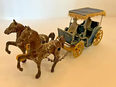 Vintage Original Cast Aluminum Horse Drawn Carriage Buggy W/ Cloth Surrey • $64.40