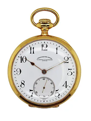 $5537 • Buy Vacheron & Constantin Chronometre Royal 18k YG Open Face 57mm Pocket Watch Gold