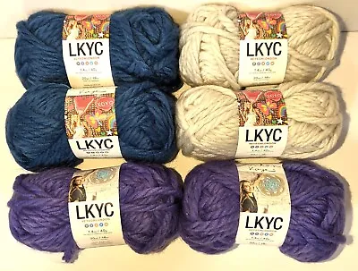 Lot 6 Lion Brand LKYC London Kaye Super Bulky Yarn VELVET Moody Blue CHAIN LINK • $18.99