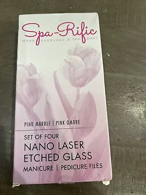 Spa-Rific Laser Etched Hardened Glass 4pc Mani & Pedi File Set Pink Marble Ombre • $34.99