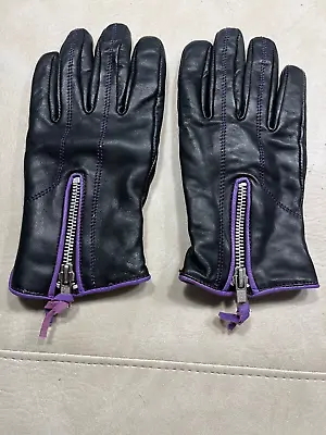 Ladies Medium Leather Riding Gloves Zipper Close Great Condition!  Free Ship! • $15