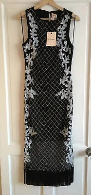 Ladies Size 10 Black Beaded  Pencil Flapper Dress ⭐️Miss Selfridge ⭐️Never Worn • $36.09