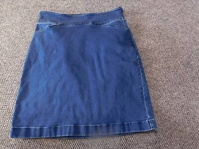 Talbots Womens Skirt 4 Blue A-line Casual Denim Zip Jeans Stretch • $22