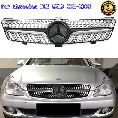 Black Front Grille Grill W/Emblem For Mercedes CLS350 CLS550 CLS55 CLS63 2005-08 • $78.24