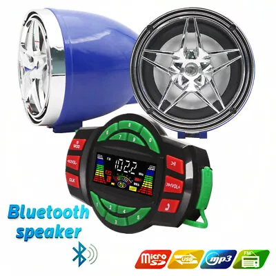 UTV ATV WAKEBOARD Waterproof Marine Speakers Bluetooth Audio Amplifier Speaker • $43.83