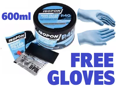 £15.29 • Buy ISOPON P40 1 X 600ml Glass Fibre Repair Paste Hole Bridging Filler & Free Gloves