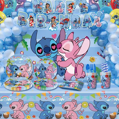 Lilo And Stitch Party Decoration Tableware Birthday Banner Cups Party Supplies • $10.99