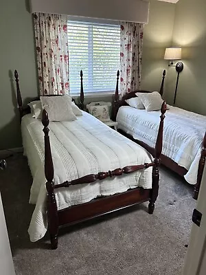 Antique Mahogany Four Poster Twin Bed Complete 2 Available • $650
