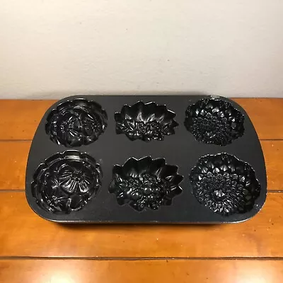 Nordic Ware Floral Mini Cake Pan 6 Cups Non Stick Cast Aluminum Made In USA  • $15.99