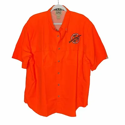 Gameguard Mens Short Sleeve Button Shirt Polyester Xl Orange Quail Unlimited Nwt • $41.04