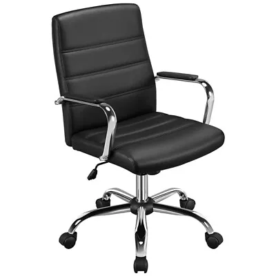 Executive Office Chair Computer Task Chair Swivel Leather Chair W/Armrests Used • $45.99