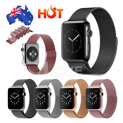 $2.95 • Buy For Apple Watch Band Series 8 7 6 543 SE Magnetic Stainless Steel Milanese Strap