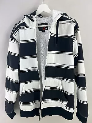 Amplify Mens ColorBlock Striped Full Zip Sherpa Lined Hoodie Size L • $17.99