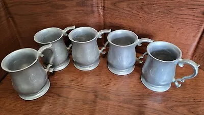 Vintage Wilton Armetale - Tavern Tankard/Pewter Mug (Set Of 5) - Engraved  C  • $10.50