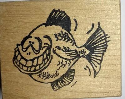 VIP Fish Funny Mouth Full Of Teeth Piranha 1994 Rubber Stamp • $10.95