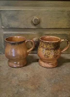 2 Vintage Nelson McCoy Canyon Mesa Ceramic Pottery Pedestal Mugs Brown • $35