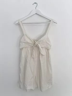 ZARA Womens Cream Linen Viscose Blend  Tie Front Playsuit Size M EUC • $24.89