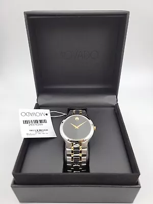 Movado Men's Stainless Steel Black Dial Quartz Watch – 0606958 ($1095 MSRP) • $329.99