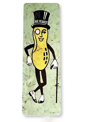 Planters Mr Peanut Tin Sign 11x4 Inches Mixed Nuts Cocktail Top Hat Jar  • $17.60