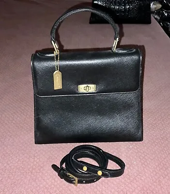 Coach 7002 Gramercy MADE IN ITALY Black Leather Top Handle KELLY Bag Purse EUC • $269