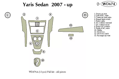 $135.25 • Buy TOYOTA YARIS 2007 2008 2009 2010 2011 DASH TRIM KIT A