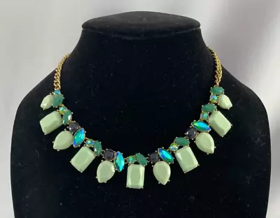 J CREW Mint Green Faceted Iridescent Acrylic Chunky Statement Necklace • $20