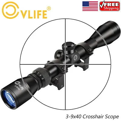 CVLIFE 3-9x40 Rifle Scope Optics R4 Reticle Crosshair Scope + 1  Tube Ring Mount • $33.99