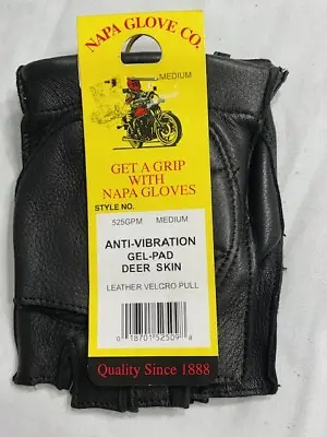 DEERSKIN Leather FINGERLESS Gloves Work Motorcycle Mens Anti-Vibration Gel Pad • $16.99