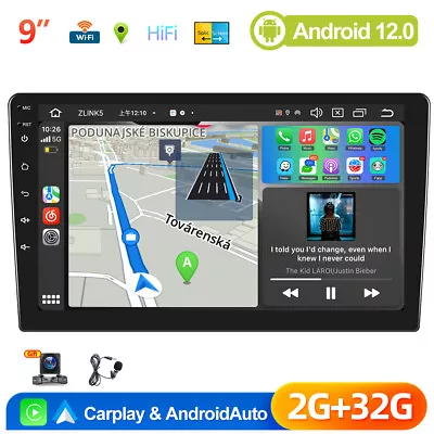 9 Inch Android 12.0 CarPlay Car Stereo Radio 2 DIN FM RDS GPS Head Unit + Camera • $117.99